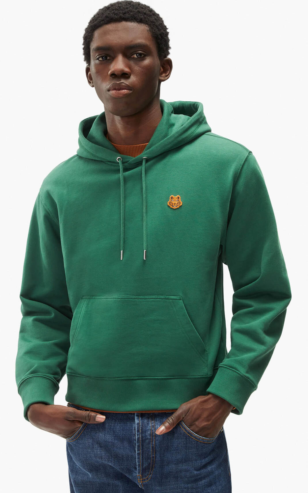 Kenzo Tiger Crest Sudaderas Con Capucha Hombre Verde | 2564397-XC